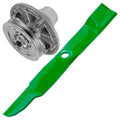 1 Spindle Assembly + Blade AM124339 spindle assembly for John Deere mower deck.