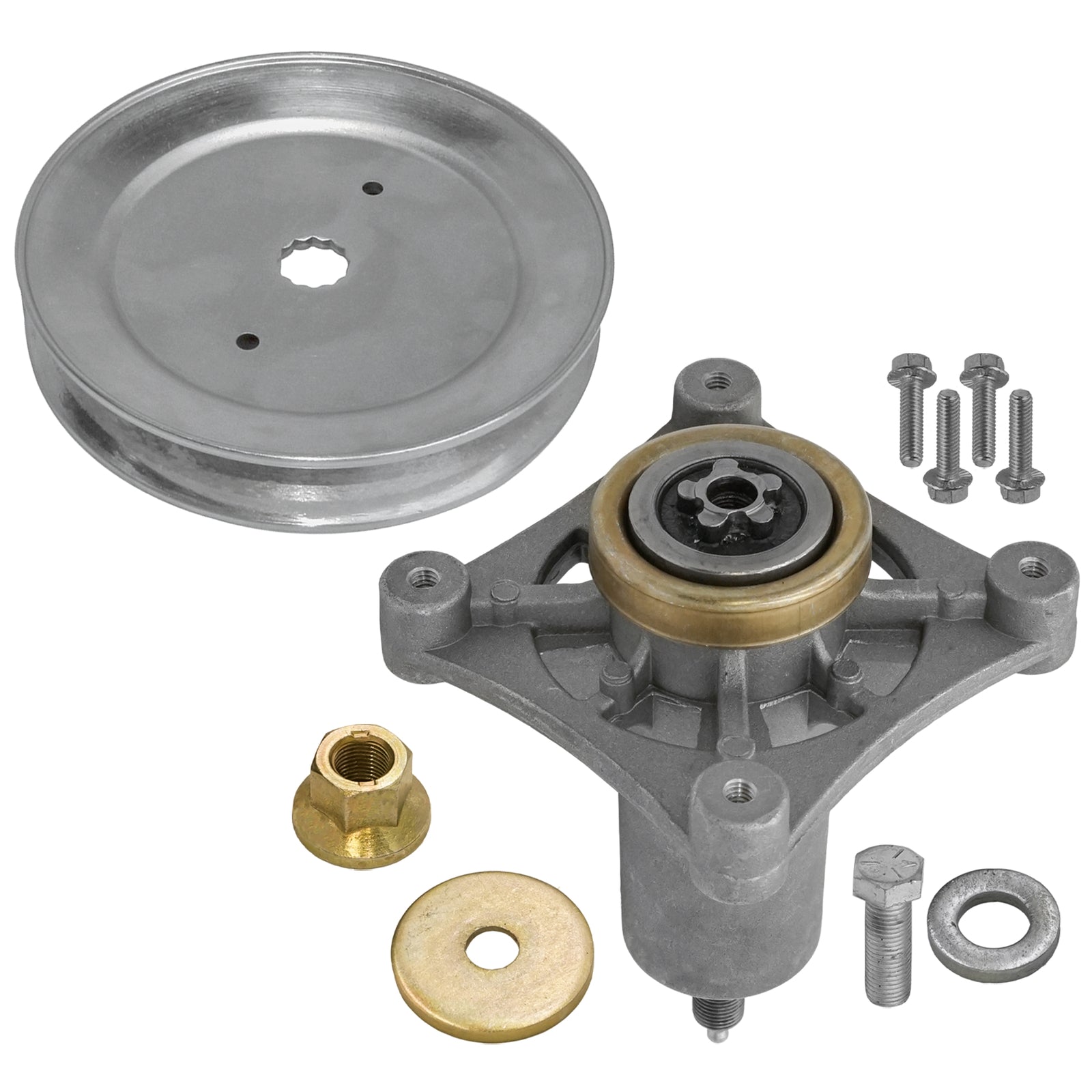 1 Spindle Assembly + Pulley 21549017 spindle assembly for Ariens mower deck.