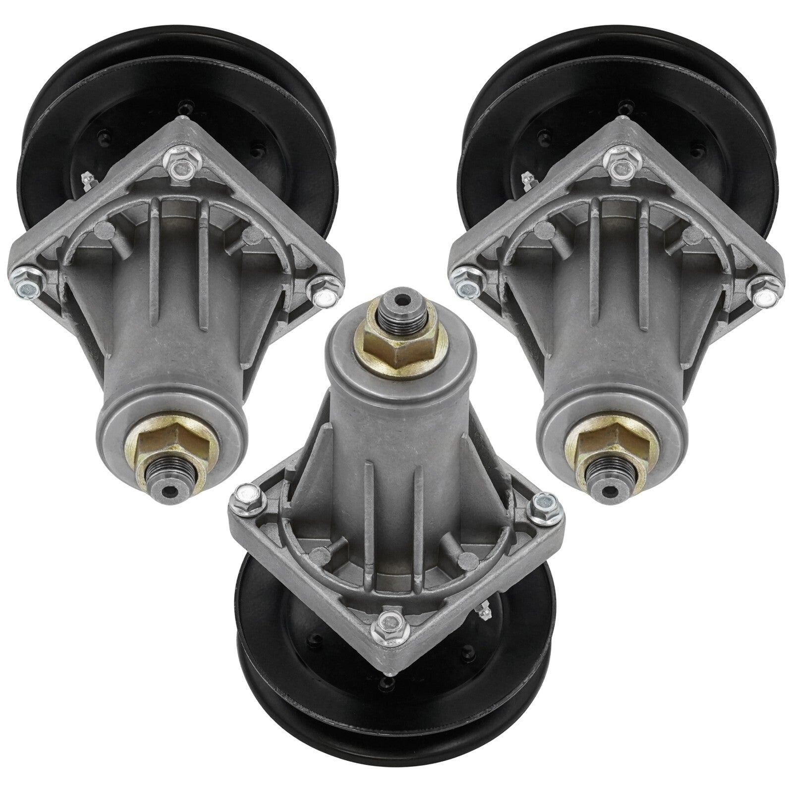 3 Spindle Assemblies + Pulley 918-06993A spindle assembly for Cub Cadet MTD mower deck.