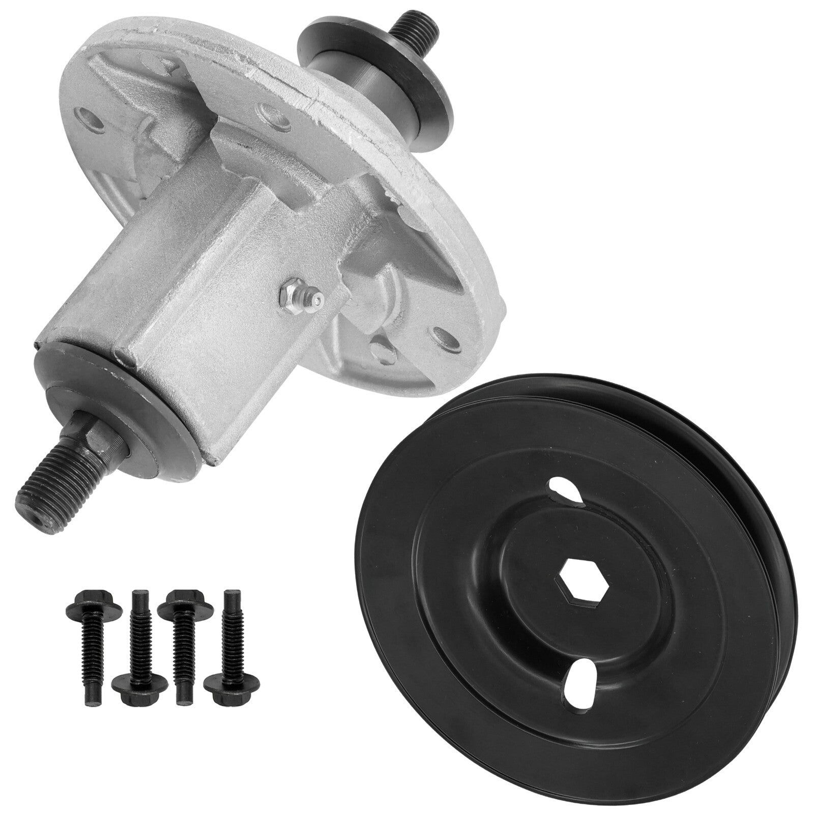 1 Spindle Assembly + Pulley AM136733 spindle assembly for John Deere mower deck.