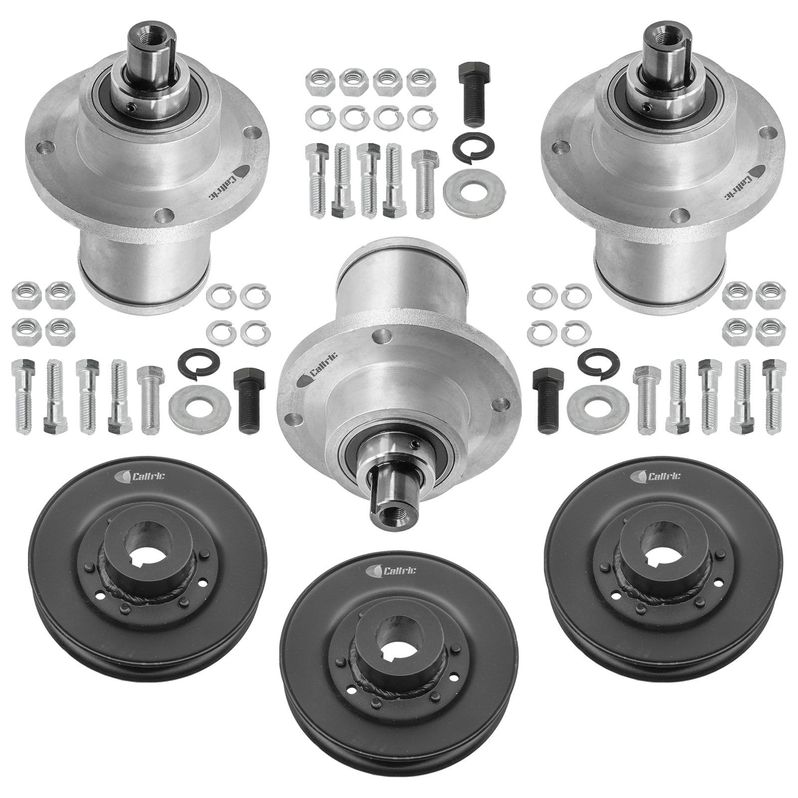 3 Spindle Assemblies + Pulley 037-6015-50 spindle assembly for Bad Boy mower deck.