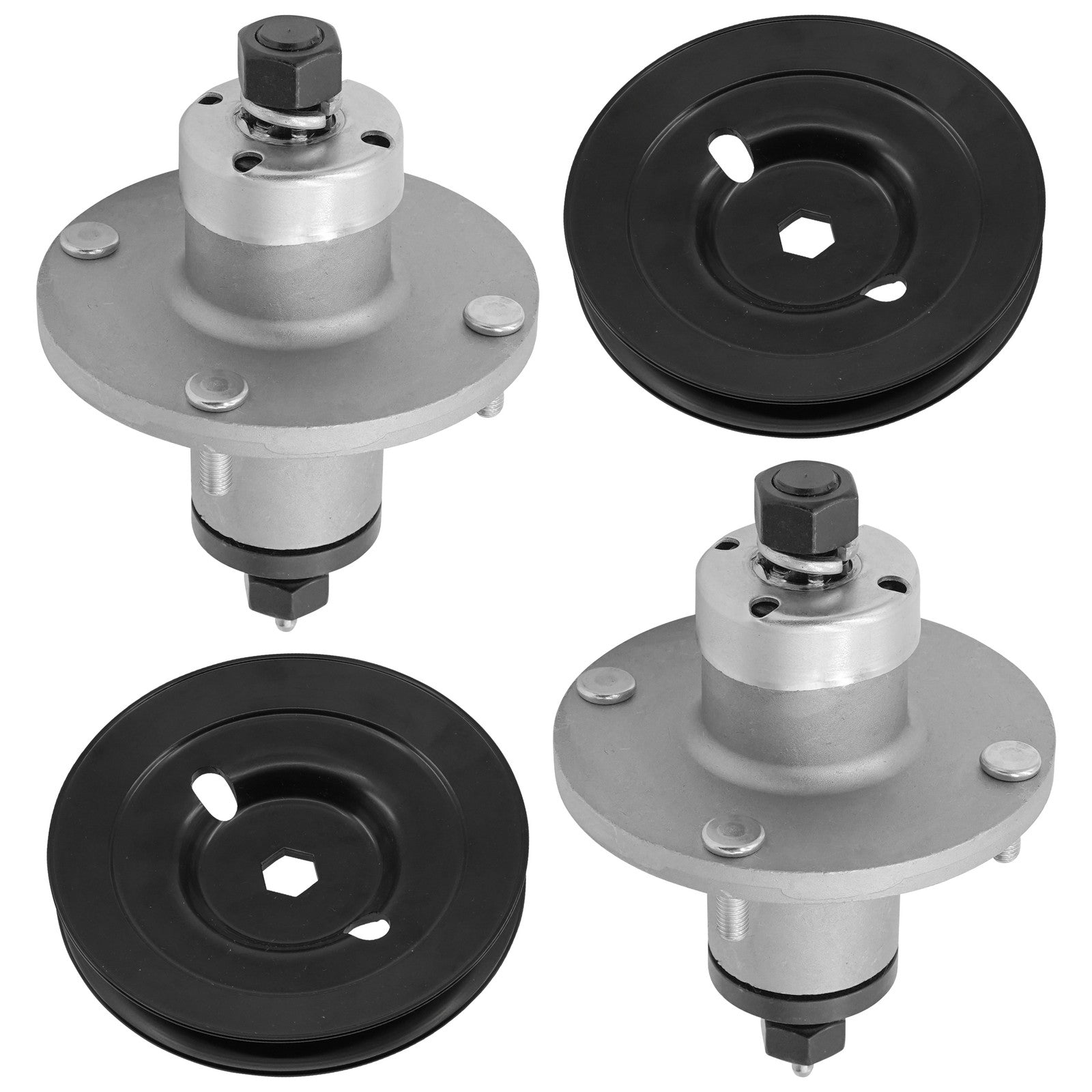 2 Spindle Assemblies + Pulley AM136733 spindle assembly for John Deere mower deck.