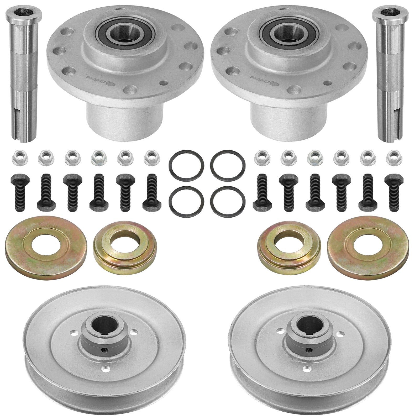 2 Spindle Assemblies + Pulley 107-4065 spindle assembly for Toro Exmark mower deck.