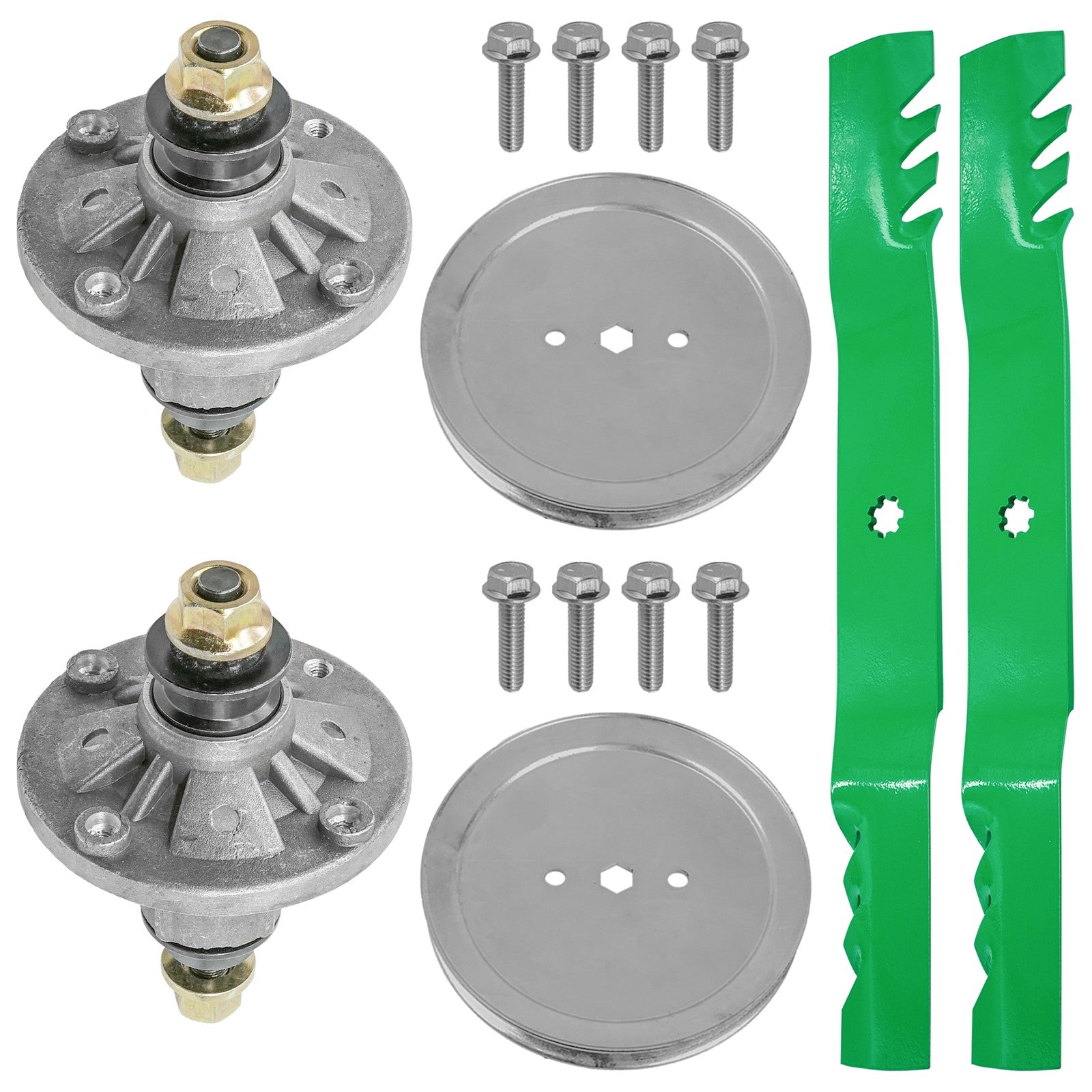 2 Spindle Assemblies + Blade GY20454 spindle assembly for John Deere mower deck.