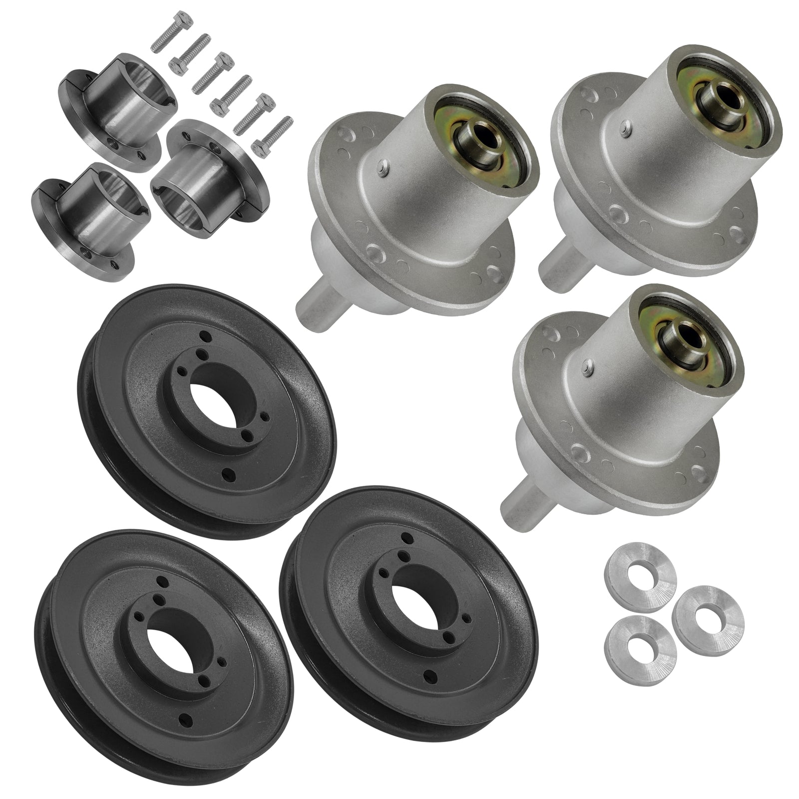 3 Spindle Assemblies + Pulley 5061033SM spindle assembly for Ferris Scag mower deck.