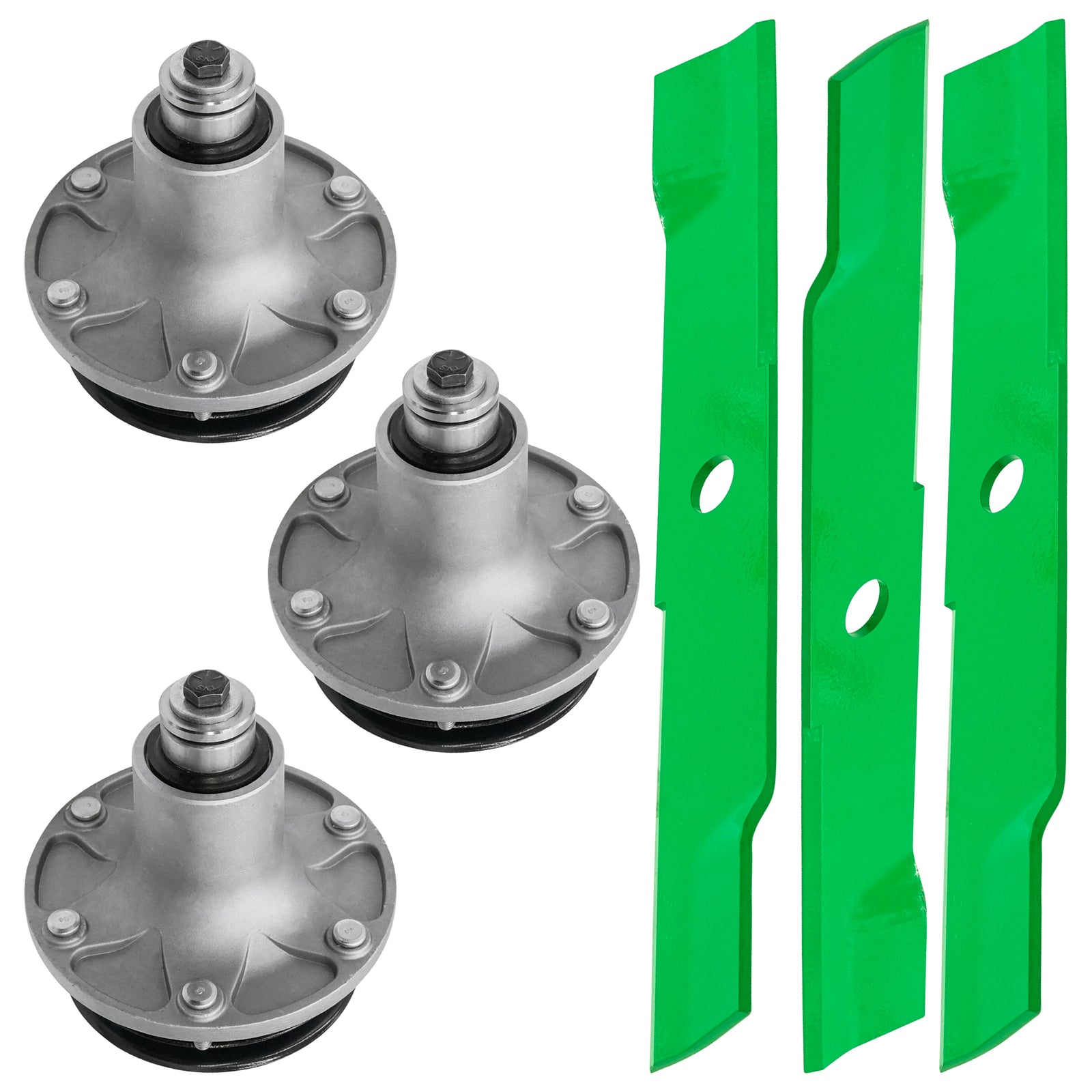 3 Spindle Assemblies + Blade 116-3344 spindle assembly for Exmark Ariens mower deck.