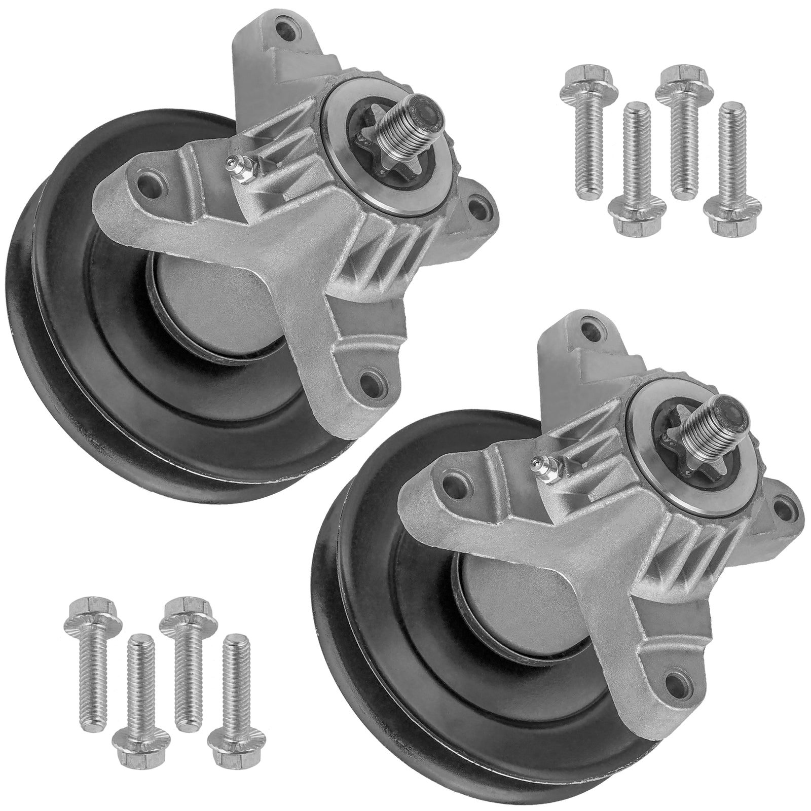 2 Spindle Assemblies + Pulley 918-04474B spindle assembly for MTD Toro mower deck.