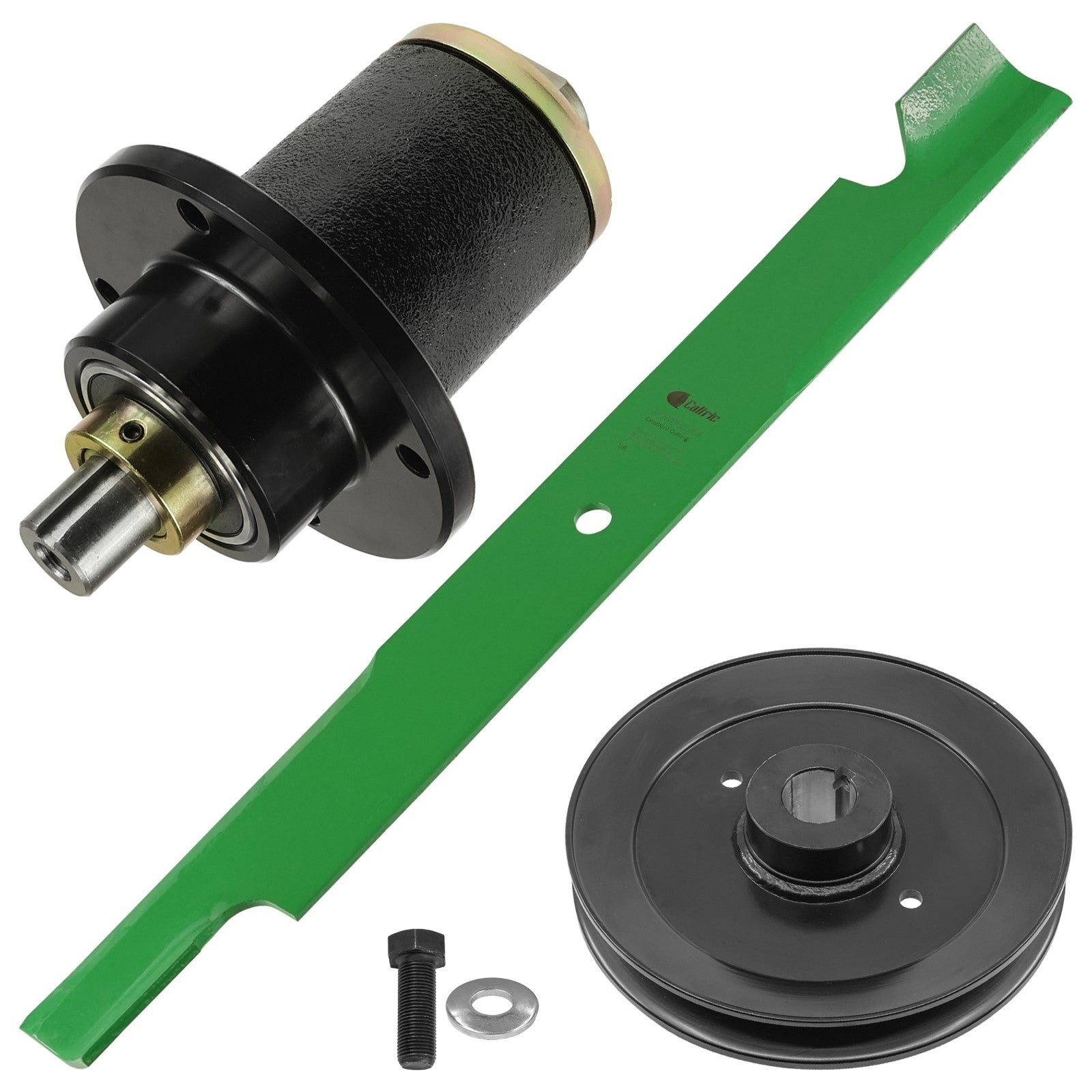 1 Spindle Assembly + Blade 037-6015-00 spindle assembly for Bad Boy Husqvarna mower deck.