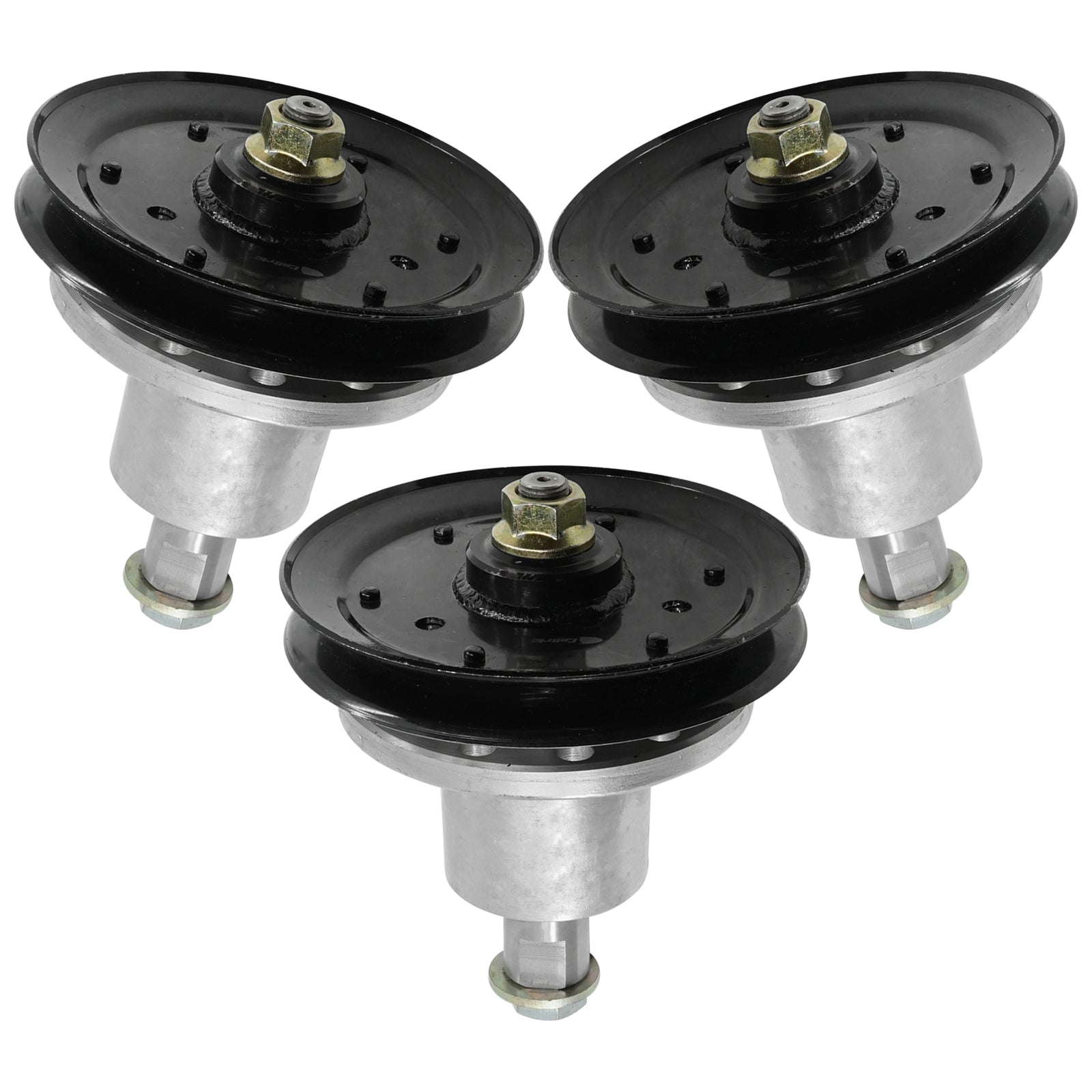3 Spindle Assemblies + Pulley 634972 spindle assembly for Exmark mower deck.