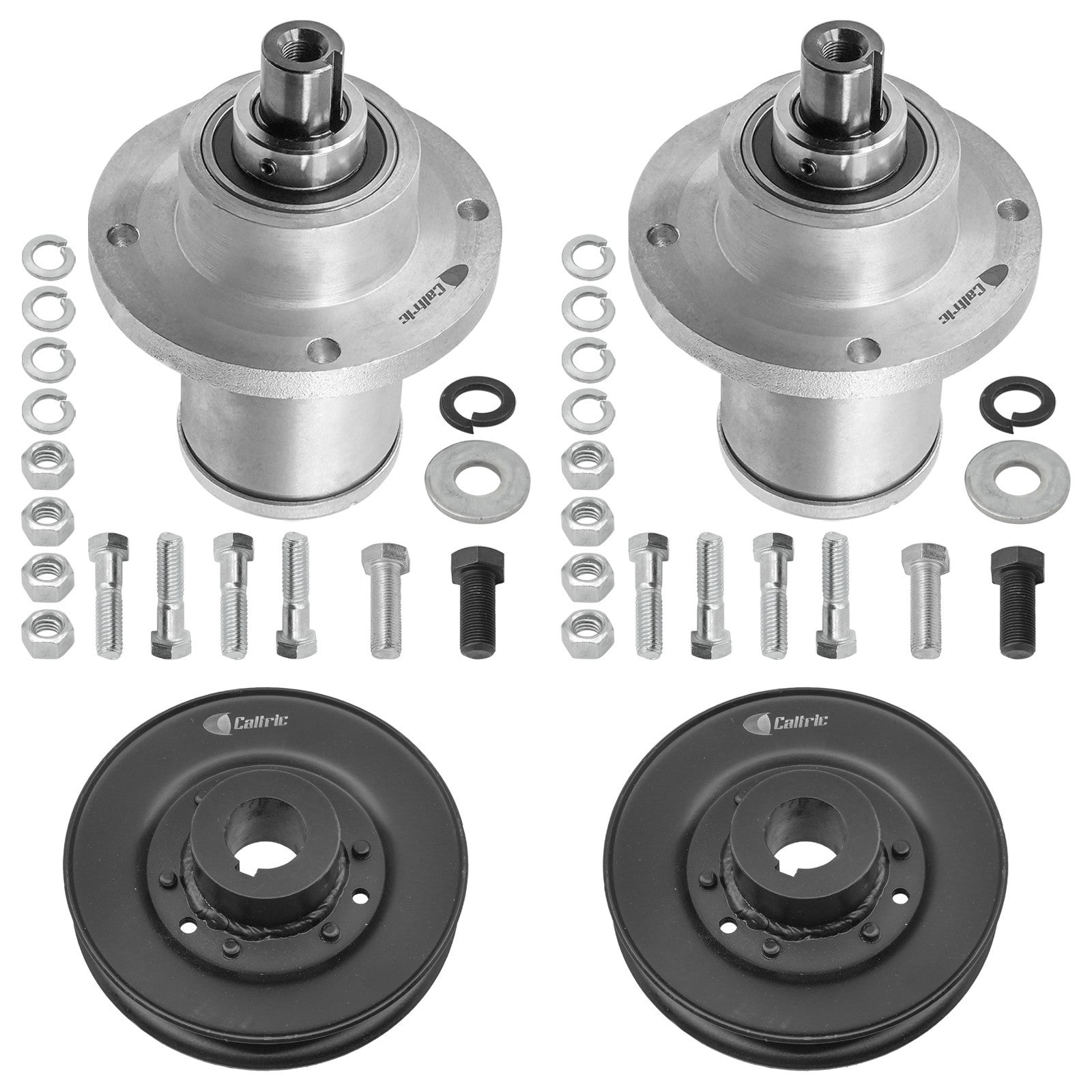 2 Spindle Assemblies + Pulley 037-6015-50 spindle assembly for Bad Boy mower deck.