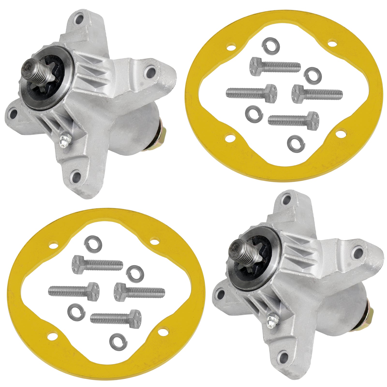 2 Spindle Assemblies + Hardware 918-0142 spindle assembly for Cub Cadet MTD mower deck.