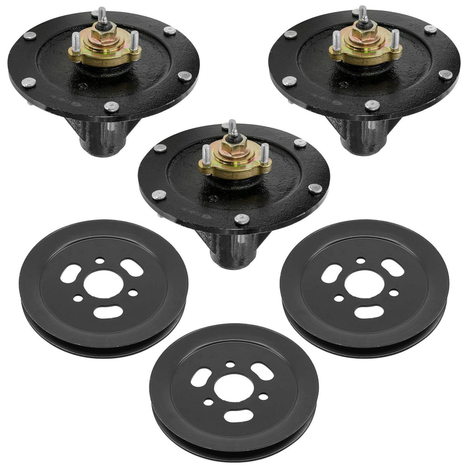3 Spindle Assemblies + Pulley 119-8560 spindle assembly for Toro John Deere mower deck.