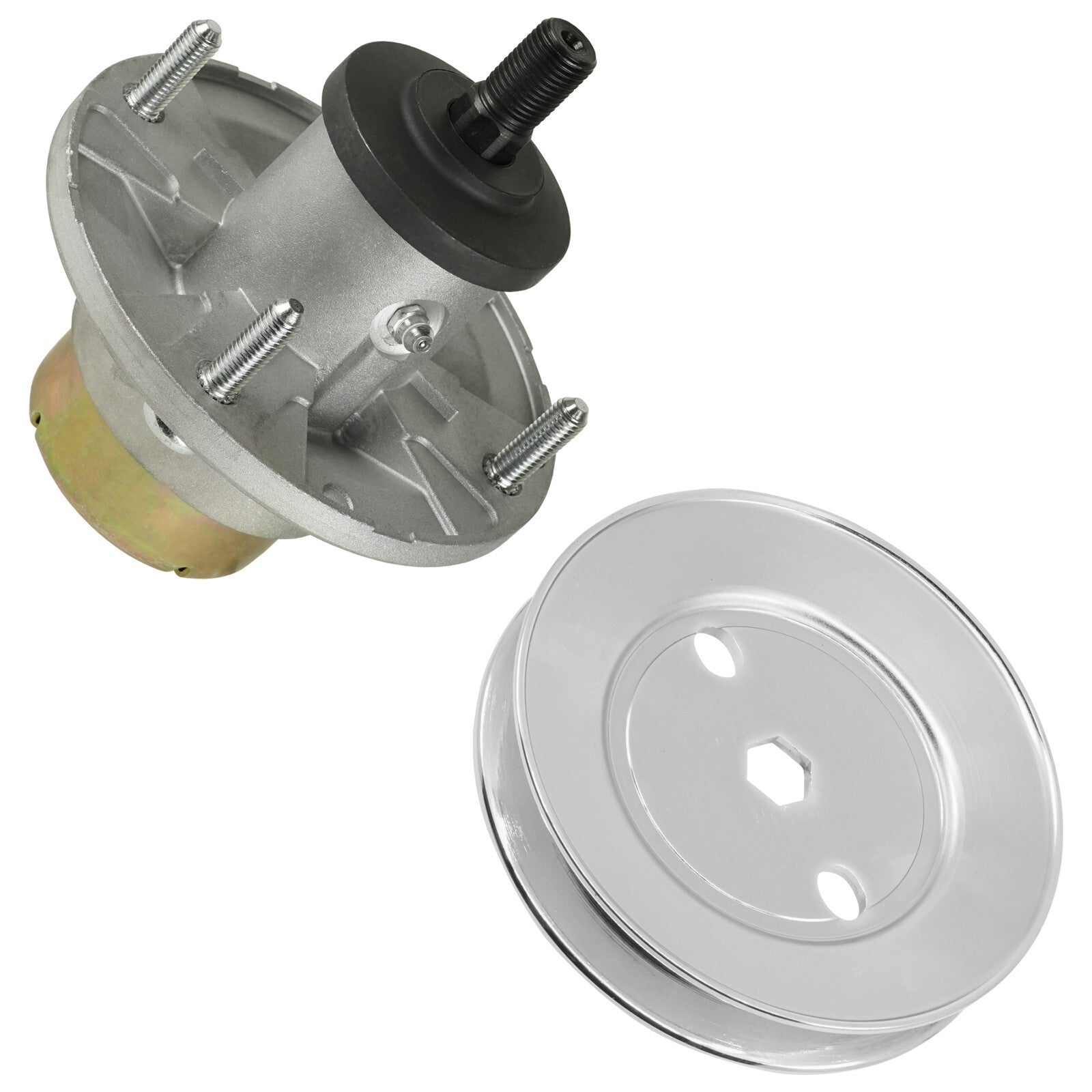 1 Spindle Assembly + Pulley AM144608 spindle assembly for John Deere Toro mower deck.