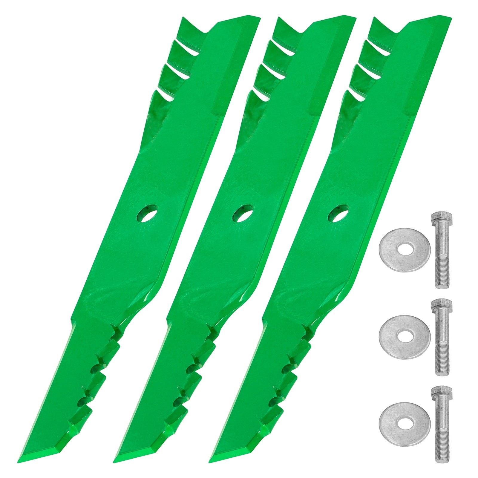 Mower Blades 107-3195-03 / 107-3195 - 48-Inch Deck replacement mower blades 3-Pack with mounting bolts.