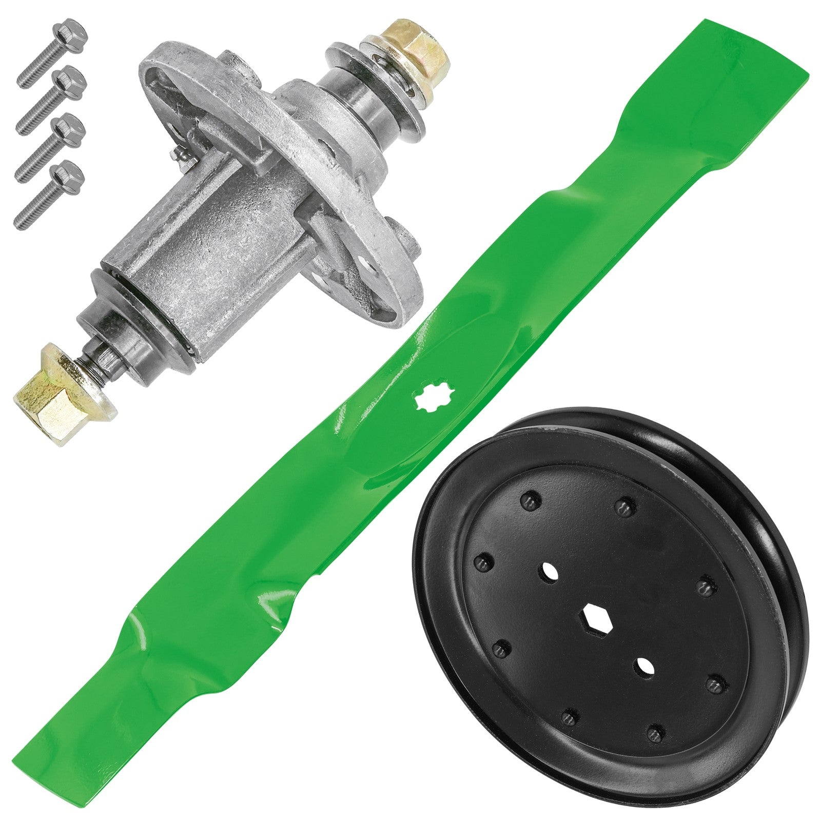 1 Spindle Assembly + Pulley + Blade GY20454 spindle assembly for John Deere mower deck.