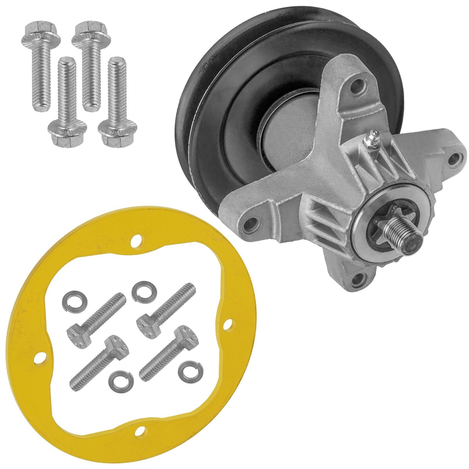 1 Spindle Assembly + Pulley + Hardware 918-04474B spindle assembly for MTD Toro mower deck.