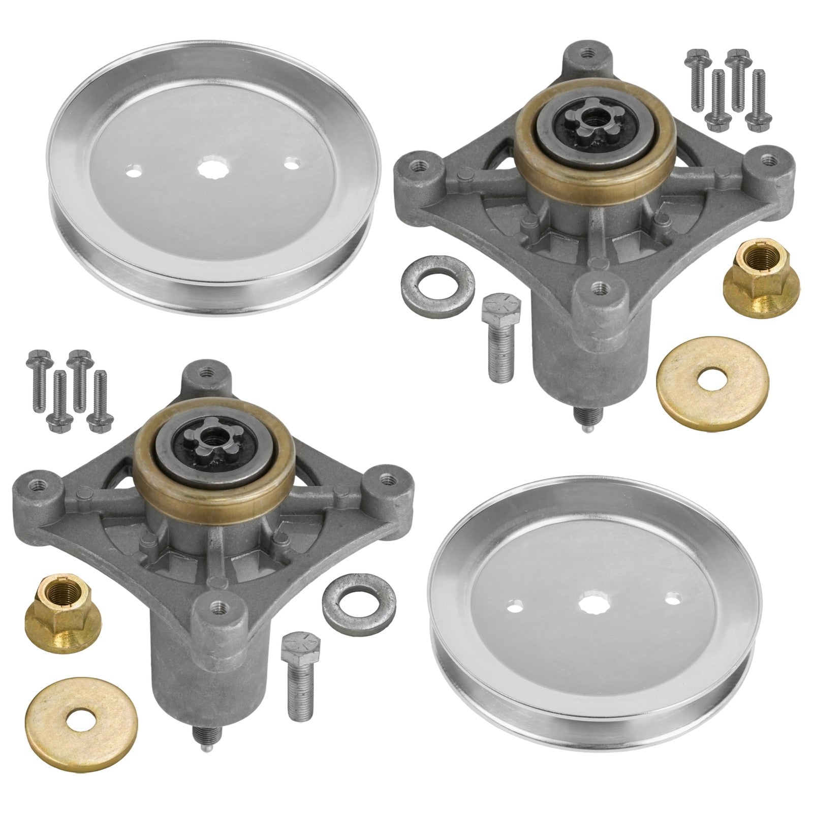 2 Spindle Assemblies + Pulley 21549012 spindle assembly for Dixon Husqvarna mower deck.