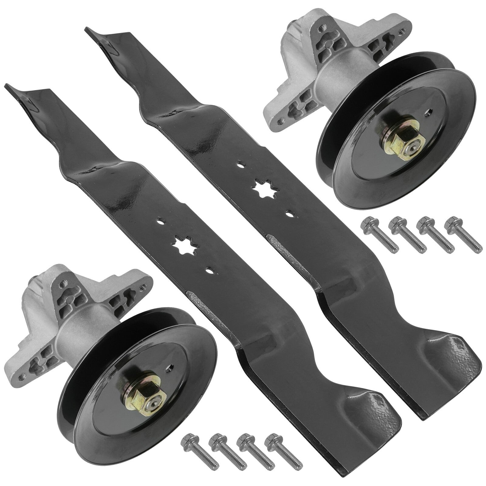 2 Spindle Assemblies + Blade 918-05137 spindle assembly for Troy-Bilt Craftsman mower deck.