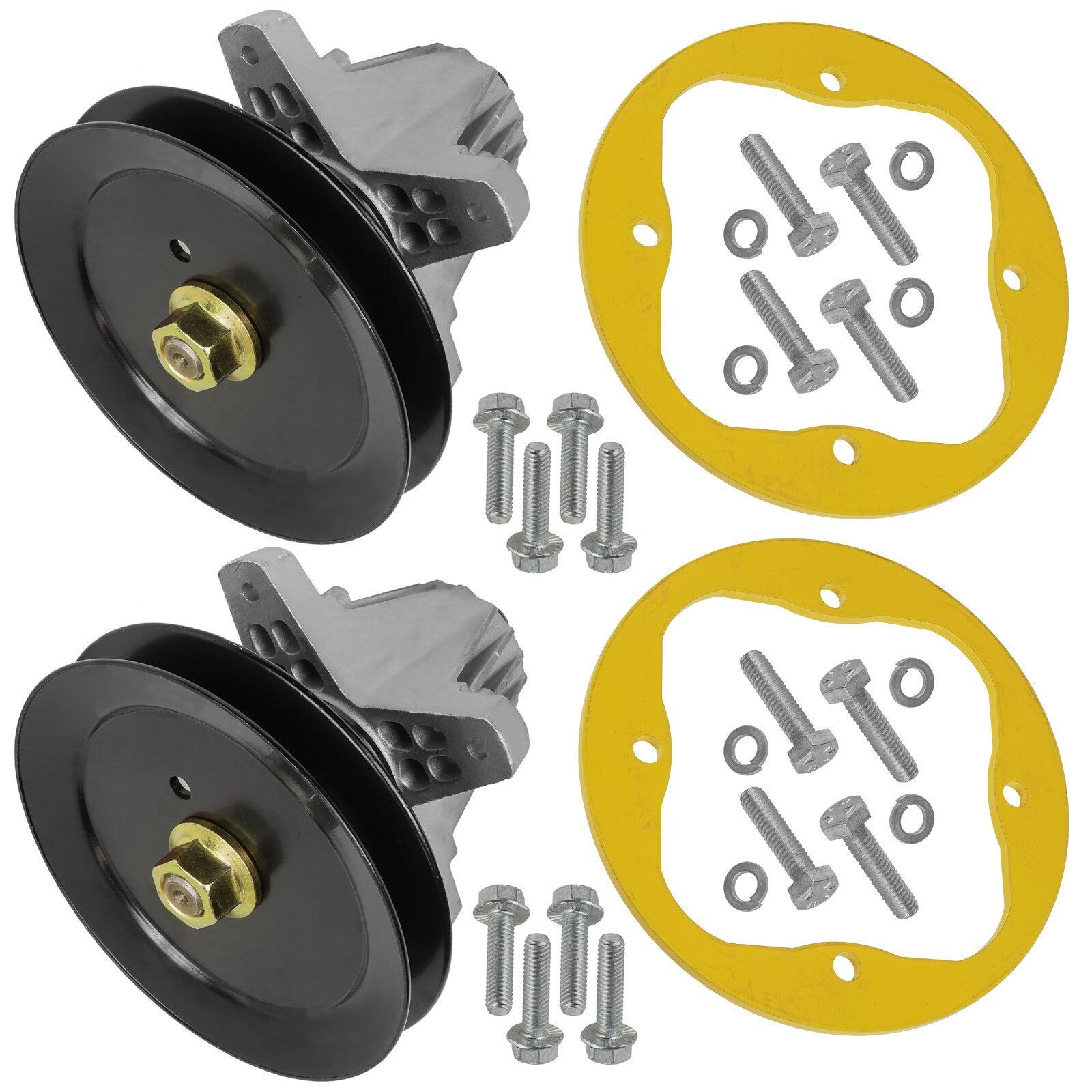 2 Spindle Assemblies 918-04822B and reinforcement hardware. Spindle assembly for MTD mower deck.