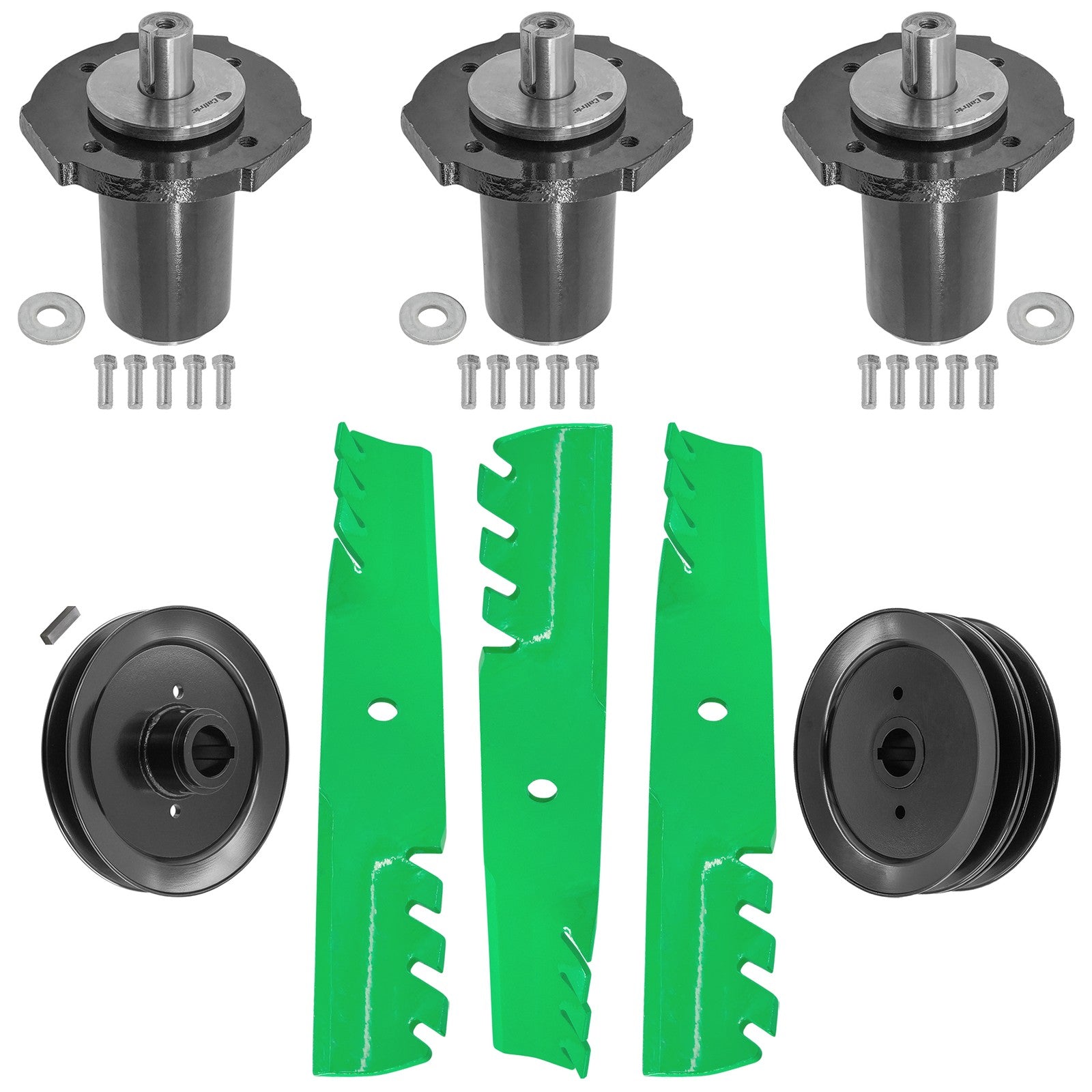 3 Spindle Assemblies + Blade 58810800 spindle assembly for Gravely Ariens mower deck.