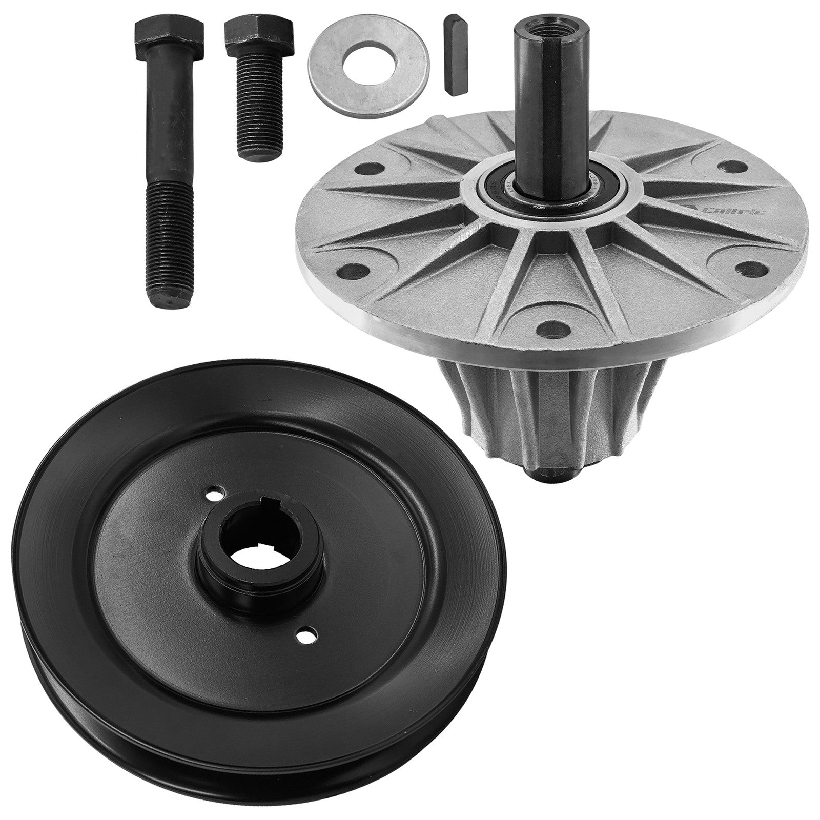 1 Spindle Assembly + Pulley 4165022 spindle assembly for Bobcat mower deck.