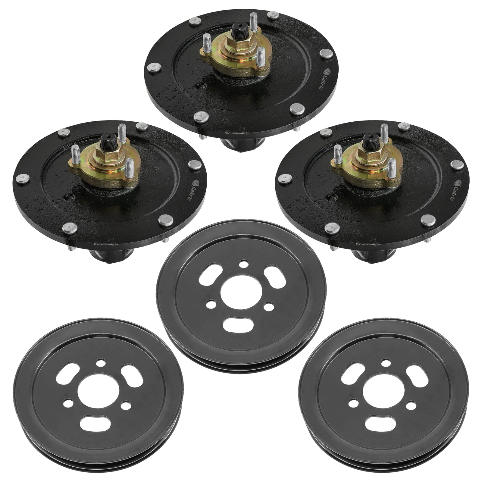 3 Spindle Assemblies + Pulley 127-0560 spindle assembly for Toro mower deck.