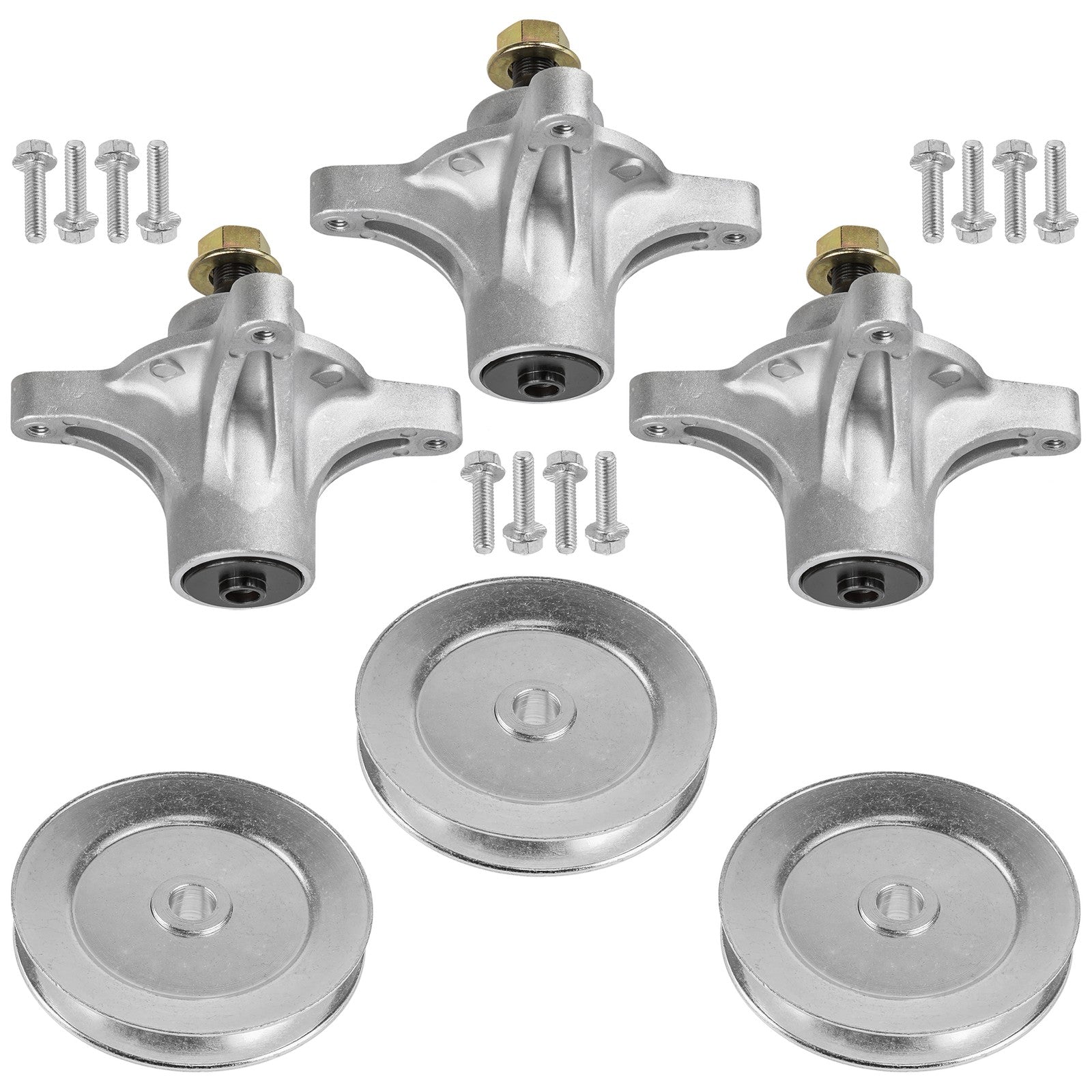3 Spindle Assemblies + Pulley 139-3214 spindle assembly for Toro Exmark mower deck.