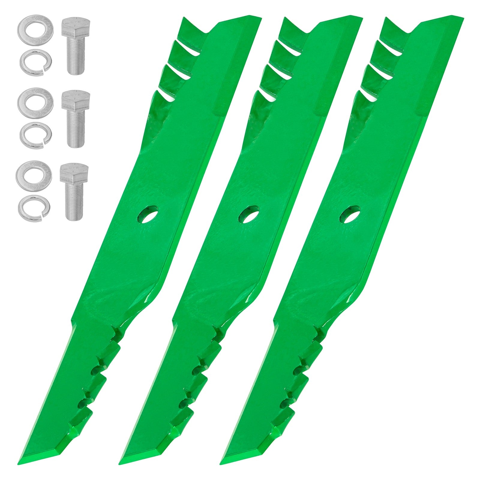Mower Blades 038-5350-00 / PC1255 - 48-Inch Deck replacement mower blades 3-Pack with mounting bolts.