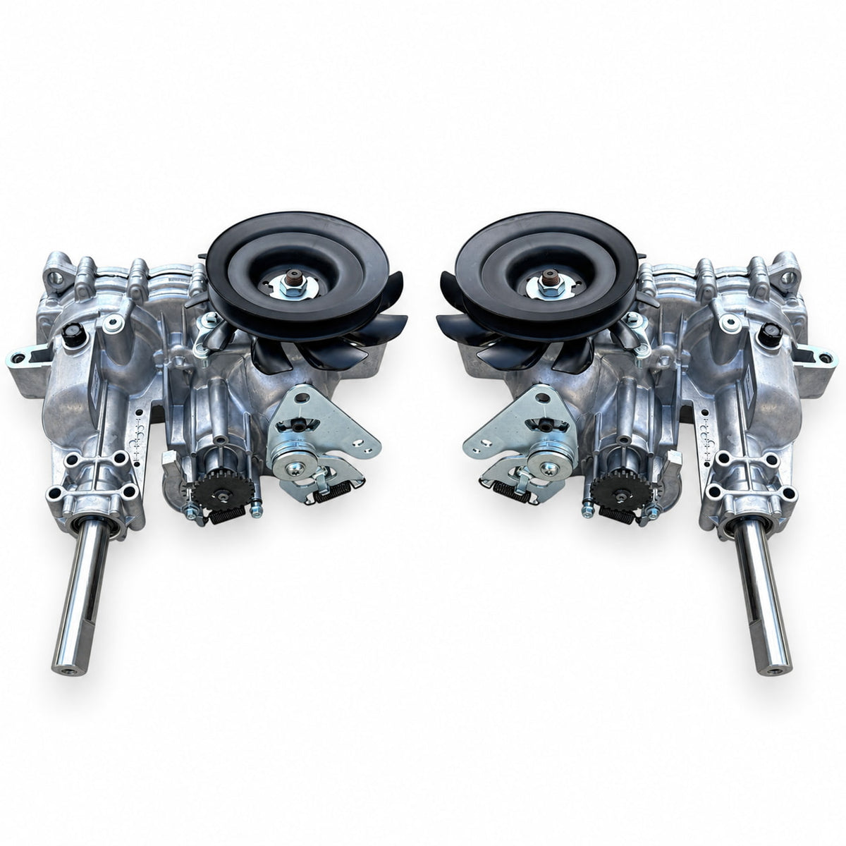 Hydro-Gear transaxles representing left 918-05128A and right 918-05129A configurations on a white background